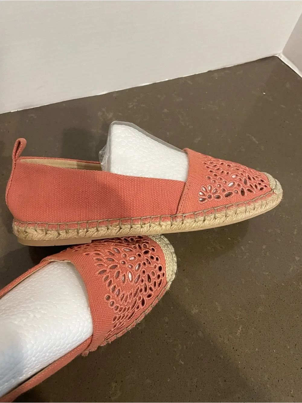 Kelly & Katie Coral Laser-Cut Canvas Espadrilles